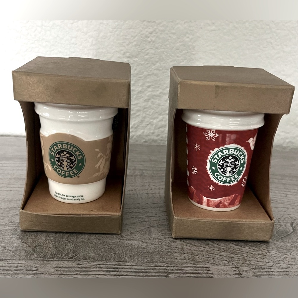 New Lot of 2 2008 Starbucks Christmas Holiday Ornaments NWT